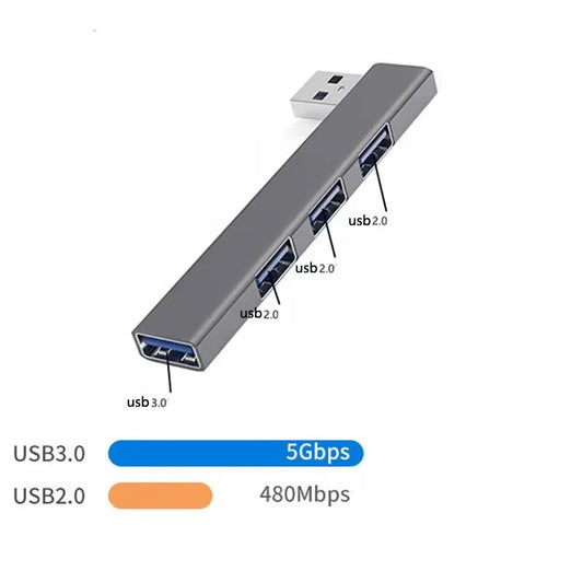 Hub USB-C 4 em 1 Tipo C – USB 3.0 para MacBook, Notebook e Celular