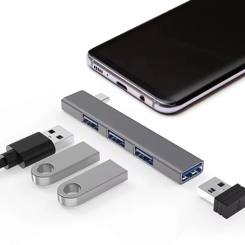 Hub USB-C 4 em 1 Tipo C – USB 3.0 para MacBook, Notebook e Celular