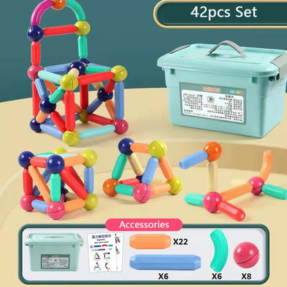 Brinquedo de Construção MAGNETICO STEM Infantil | Kit Blocos e Palitos Criativos Educativos