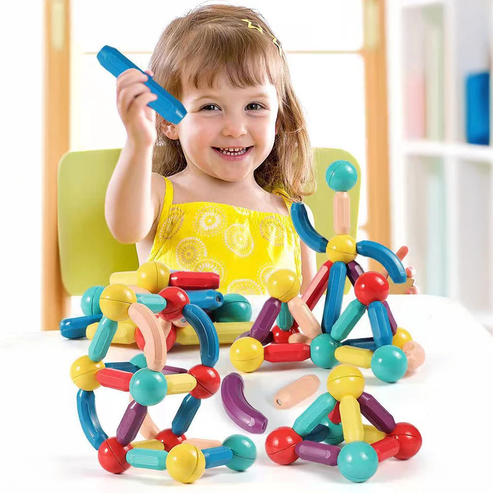 Brinquedo de Construção MAGNETICO STEM Infantil | Kit Blocos e Palitos Criativos Educativos
