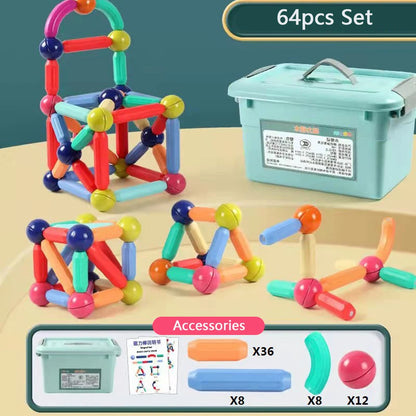 Brinquedo de Construção MAGNETICO STEM Infantil | Kit Blocos e Palitos Criativos Educativos