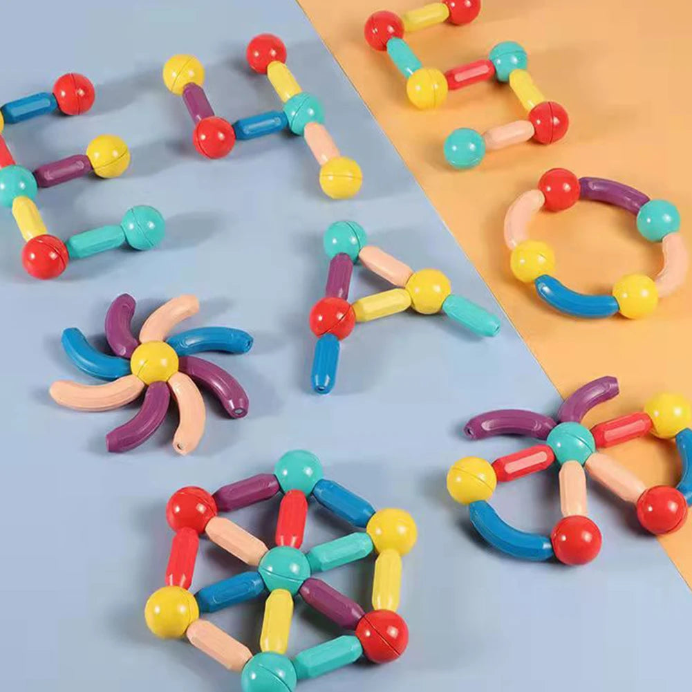 Brinquedo de Construção MAGNETICO STEM Infantil | Kit Blocos e Palitos Criativos Educativos
