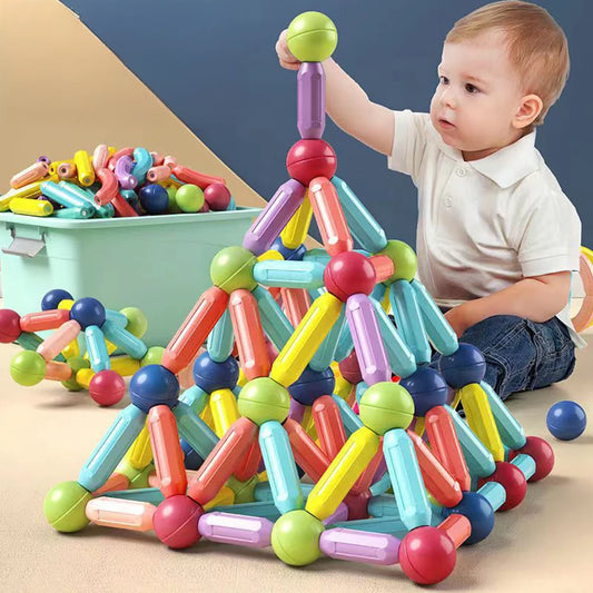 Brinquedo de Construção MAGNETICO STEM Infantil | Kit Blocos e Palitos Criativos Educativos